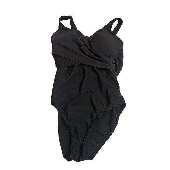 Lands end Size 8D Lycra Black Miracle Swimsuit One piece Draping - Picture 4 of 4